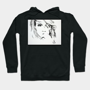 Charcoal Girl on Canvas Hoodie